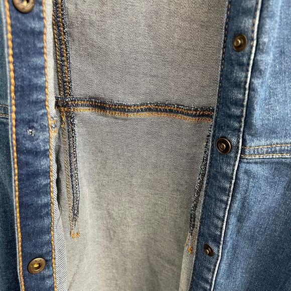 Free People Dynomite Medium Wash Long Sleeve Denim Dress Womens Medium AS IS - Picture 9 of 9